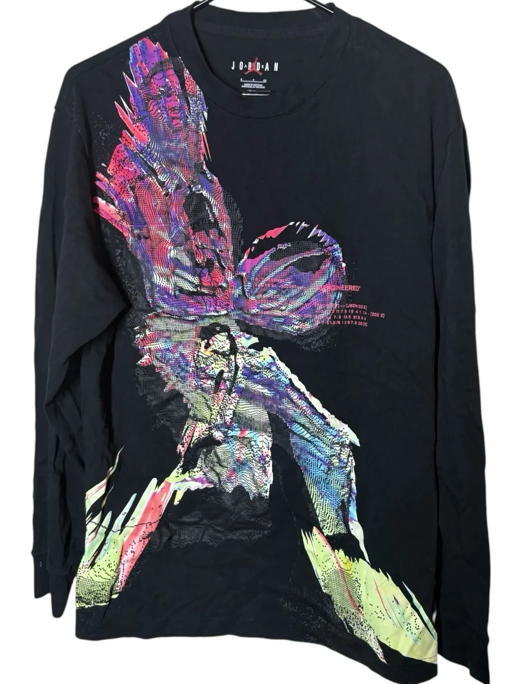 Jordan Men’s Black Long-Sleeve Graphic Shirt - Multicolor Print Small